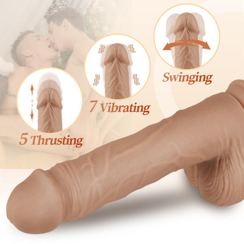 KING - 10.24 Inch 5 Telescoping 7 Vibrating Swinging Dildo - Sexdoll.Sex