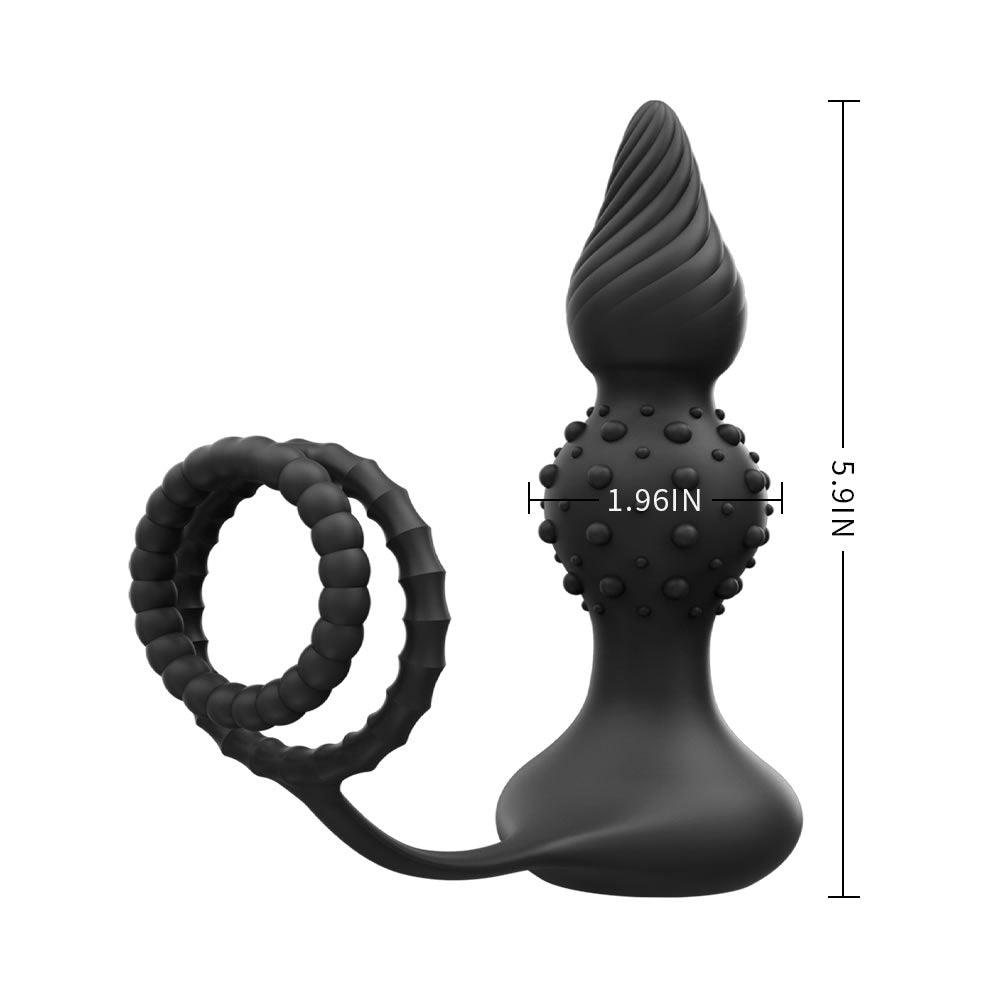 3-in-1 Remote Control Vibration Penis Ring with Anal Plug - Sexdoll.Sex