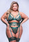 3 Piece Green Strappy Bra, Garter & Panty Set - Sexdoll.Sex