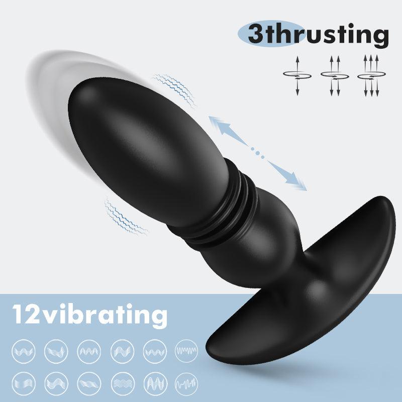 3 Thrusting 12 Vibrating Silicone Prostate Massager with Remote Control - Sexdoll.Sex