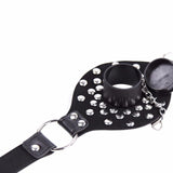 Leather Studded Open Mouth Feeding Gag