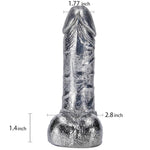 6.8-Inch Alloy Silver Pussy Anus Stimulation Dildo - Sexdoll.Sex