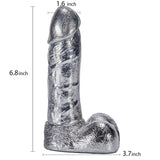 6.8-Inch Alloy Silver Pussy Anus Stimulation Dildo - Sexdoll.Sex