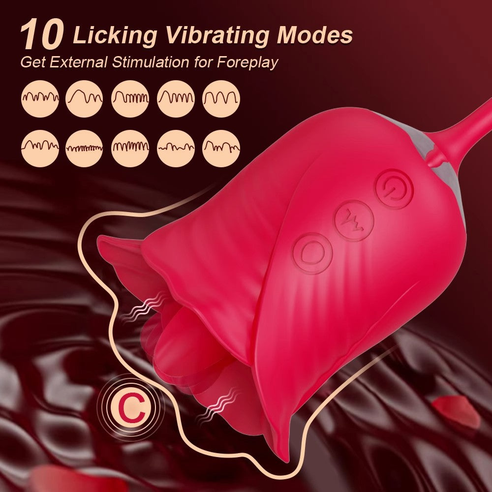 Blossom Bliss: 2-in-1 Rose Vibrator with 10 Vibration & 6 Suction Modes - Sexdoll.Sex