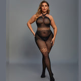 Black Crisscross Bodystocking - One Size and Queen Available