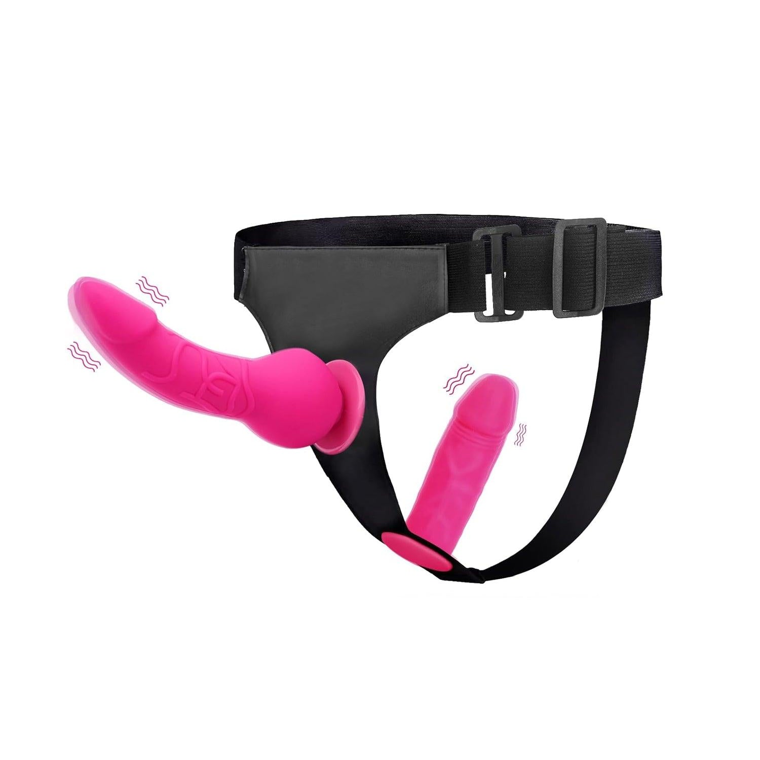 Adjustable Strapless Strap On Harness with Dual Realistic Dildos - Sexdoll.Sex