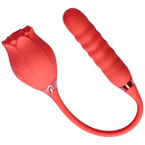 Air Pulse Rose and Ribbed Dildo Vibrator - Dual Pleasure Toy - Sexdoll.Sex