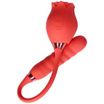 Air Pulse Rose and Ribbed Dildo Vibrator - Dual Pleasure Toy - Sexdoll.Sex