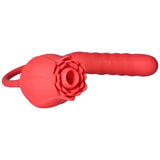 Air Pulse Rose and Ribbed Dildo Vibrator - Dual Pleasure Toy - Sexdoll.Sex