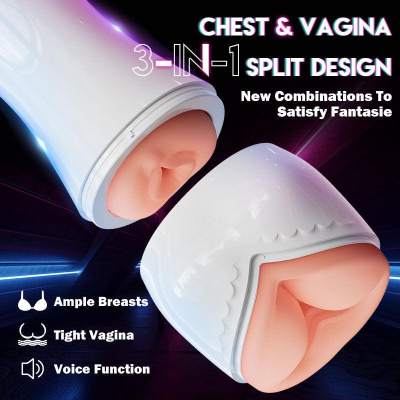 Allure 3 IN 1 Split Design 5 Sucking 7 Vibrating Automatic Masturbator - Sexdoll.Sex