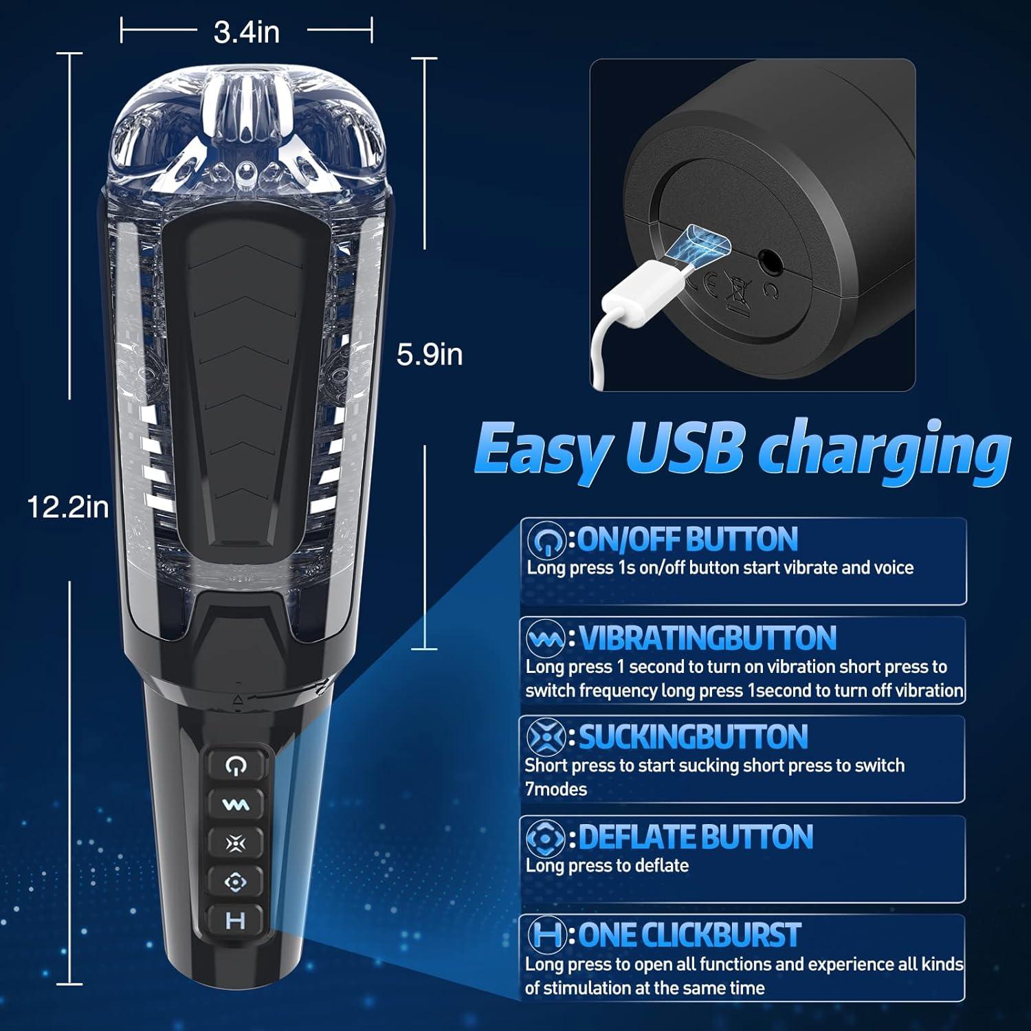 Automatic Sucking Male Masturbator - 10 Vibration & 4 Suction Modes - Sexdoll.Sex