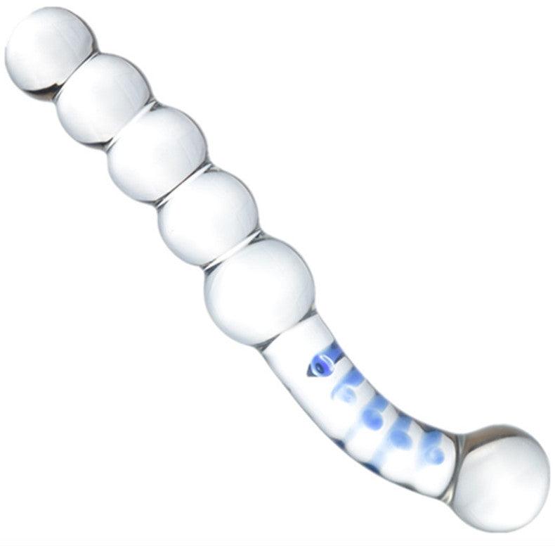 Beaded and Curved Glass Dildo for G-Spot and P-Spot Stimulation - Sexdoll.Sex