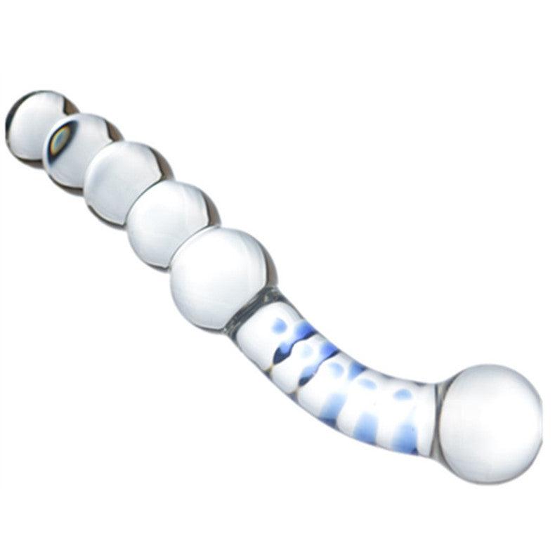 Beaded and Curved Glass Dildo for G-Spot and P-Spot Stimulation - Sexdoll.Sex