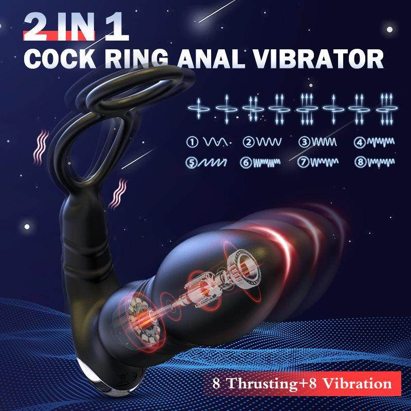 BestGSpot 2 In 1 8 Thrusting 8 Vibration Cock Ring Anal Vibrator - Sexdoll.Sex