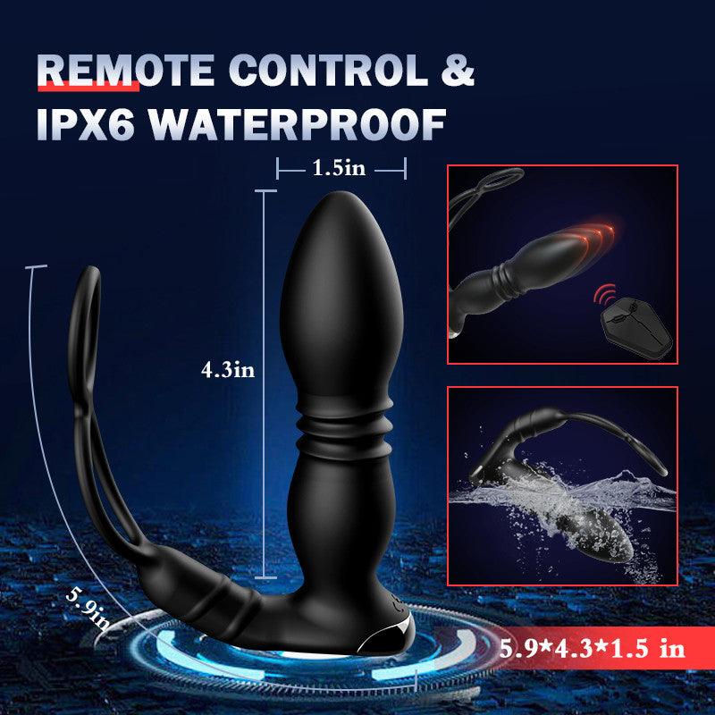 BestGSpot 2 In 1 8 Thrusting 8 Vibration Cock Ring Anal Vibrator - Sexdoll.Sex