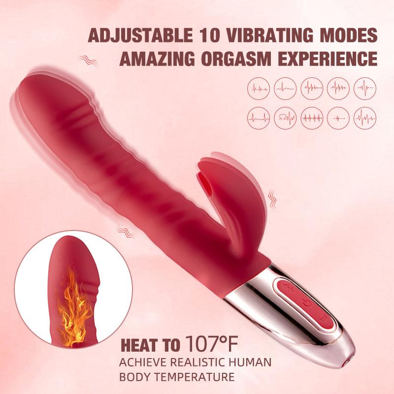 BestGSpot 3-IN-1 Retractable Burgundy Heated Vibrator - Sexdoll.Sex