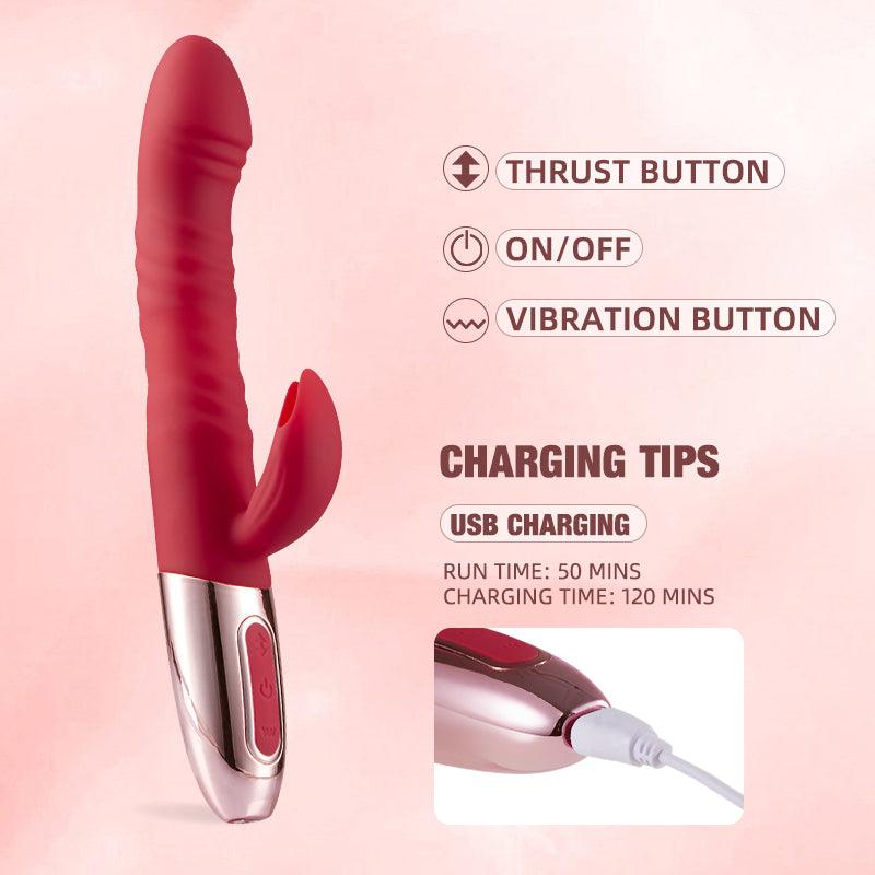 BestGSpot 3-IN-1 Retractable Burgundy Heated Vibrator - Sexdoll.Sex