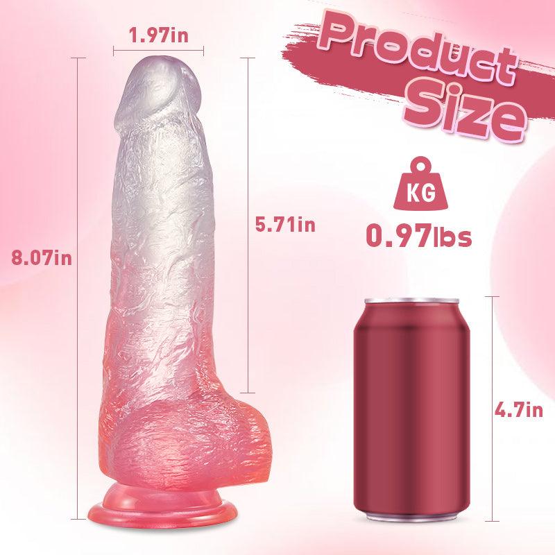 BestGSpot Crystal Jelly Silicone Lifelike Dildo with Suction Cup 8.07 Inch - Sexdoll.Sex