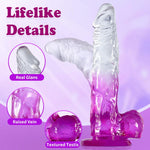 BestGSpot Gradient Color Lifelike Clear G Spot Silicone Purple Dildo with Suction Cup Anal Plug 9.05 Inch - Sexdoll.Sex