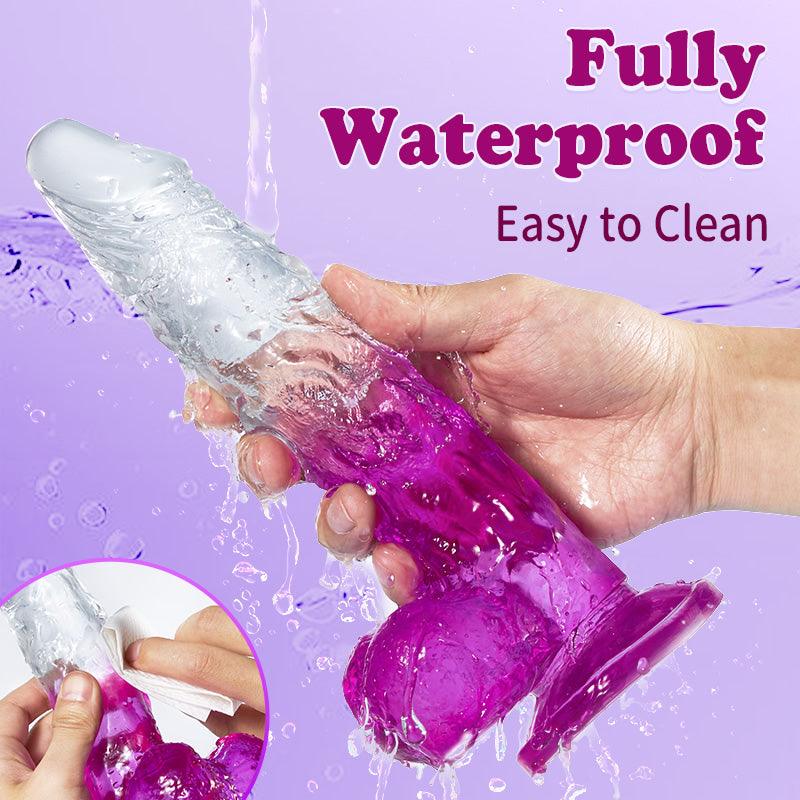 BestGSpot Gradient Color Lifelike Clear G Spot Silicone Purple Dildo with Suction Cup Anal Plug 9.05 Inch - Sexdoll.Sex