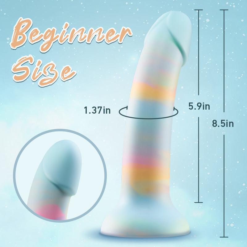 Bestgspot Rainbow Curved Silicone Dildo with Suction Cup - Sexdoll.Sex