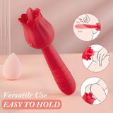 BestGSpot Red Rose Low Noise 5 Thrusting & Vibrating 7 Tongue Licking Vibrator - Sexdoll.Sex