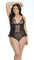 Black Lace & Mesh Crotchless Teddy - Sexdoll.Sex