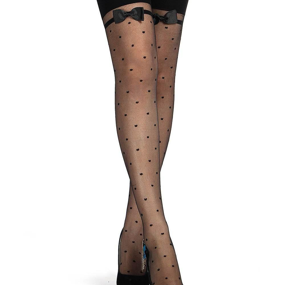 Black Polka-Dot Stockings - One Size Fits Most - Sexdoll.Sex