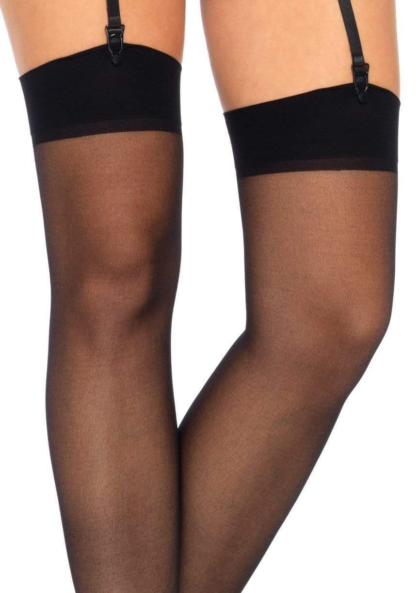 Black Sheer Thigh High Stockings - One Size and Queen Available - Sexdoll.Sex