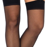 Black Sheer Thigh High Stockings - One Size and Queen Available - Sexdoll.Sex