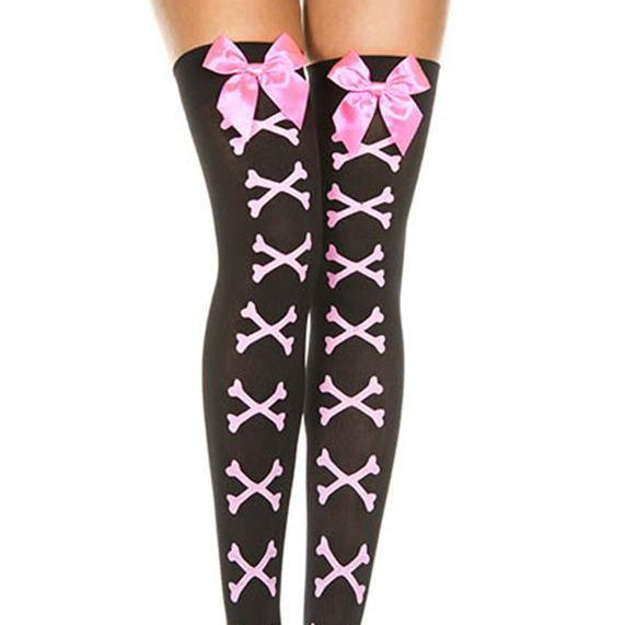 Black/Pink Cross Bone Stocking - Sexdoll.Sex