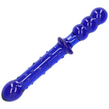 Blue Textured Dual-Ended Glass Dildo - Sexdoll.Sex