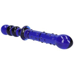 Blue Textured Dual-Ended Glass Dildo - Sexdoll.Sex