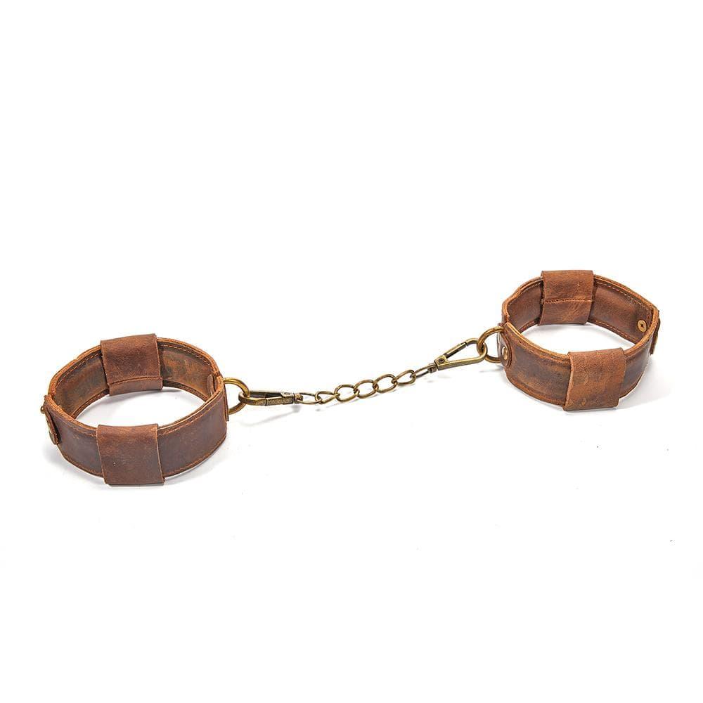 Brown Leather Adjustable Ankle Cuffs SM Toy - Sexdoll.Sex