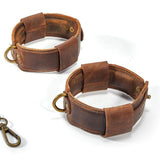 Brown Leather Adjustable Ankle Cuffs SM Toy - Sexdoll.Sex