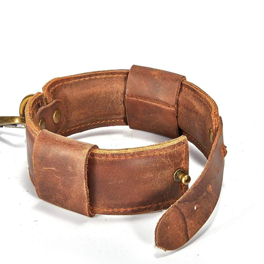 Brown Leather Adjustable Ankle Cuffs SM Toy - Sexdoll.Sex