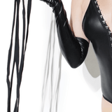 Coquette Lingerie Sexy Black Wet Look Fetish Gloves With Finger Whips - Sexdoll.Sex