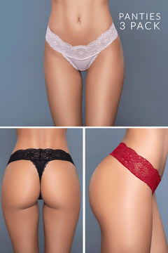 Danielle 3-Pack Lace Trim Thong - Sexdoll.Sex