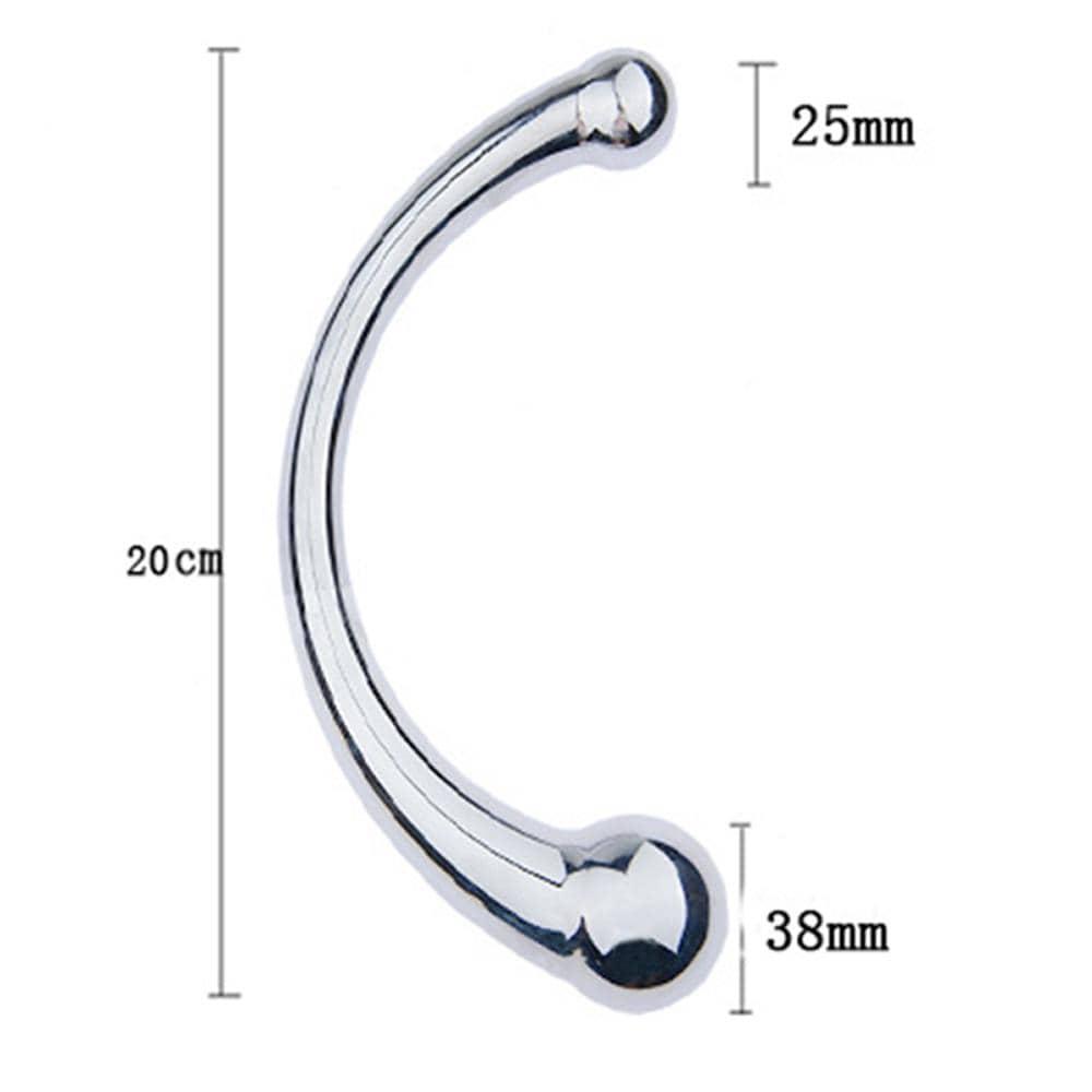 Double Head Curve Shape Stainless Steel G-Spot Prostate Massager - Sexdoll.Sex