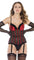 Elegant Push Up Bra Bustier With Sexy Red Floral Detailing - Sexdoll.Sex