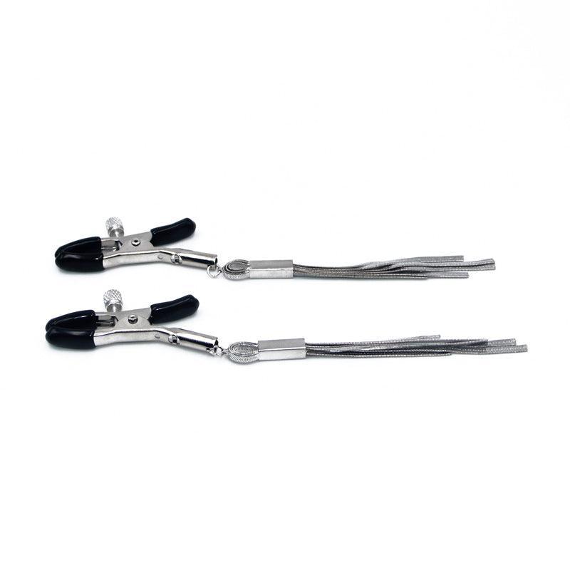 Elevate Your Intimate Play with BDSM Nipple Clips Silver Tassels - Sexdoll.Sex