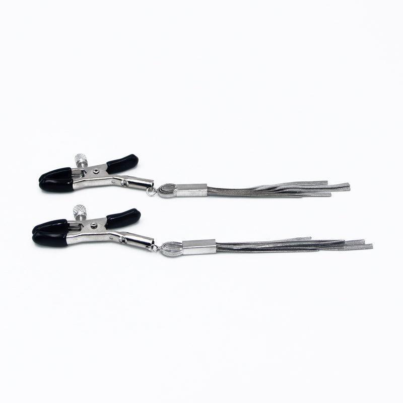 Elevate Your Intimate Play with BDSM Nipple Clips Silver Tassels - Sexdoll.Sex