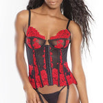 Embroidered Bustier with Lace-up Back - Sexdoll.Sex