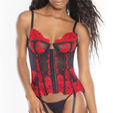 Embroidered Bustier with Lace-up Back - Sexdoll.Sex