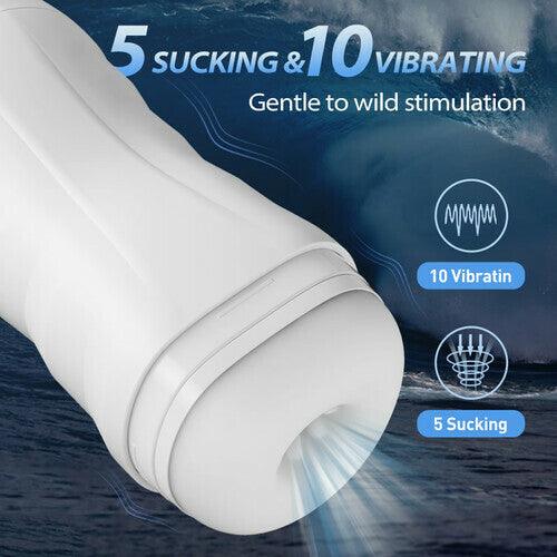 Eternal 5 Sucking 10 Vibrating Male Masturbators White Sex Toys - Sexdoll.Sex