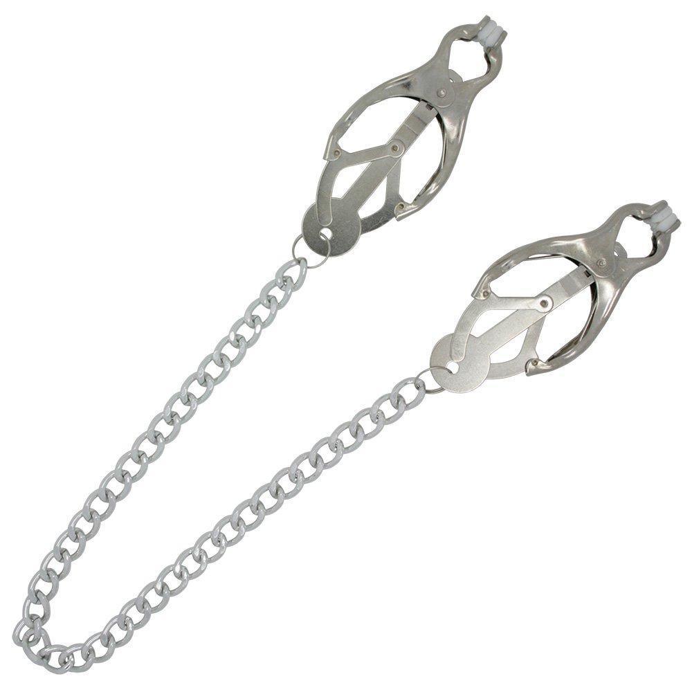 Extreme Pinch Chained Metal Clover Nipple Clamps - INTENSE Nipple Play - Sexdoll.Sex