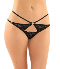 Fantasy Lingerie Jasmine Strappy Lace Thong With Front Keyhole Cut-out - Sexdoll.Sex