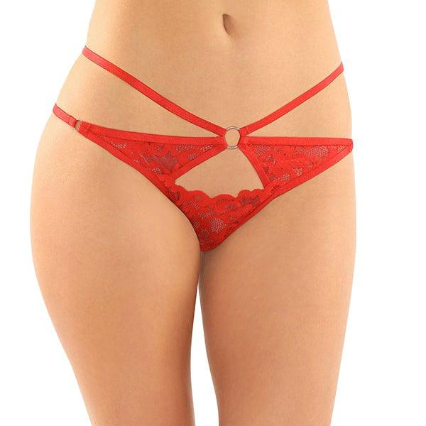 Fantasy Lingerie Jasmine Strappy Lace Thong With Front Keyhole Cut-out - Sexdoll.Sex