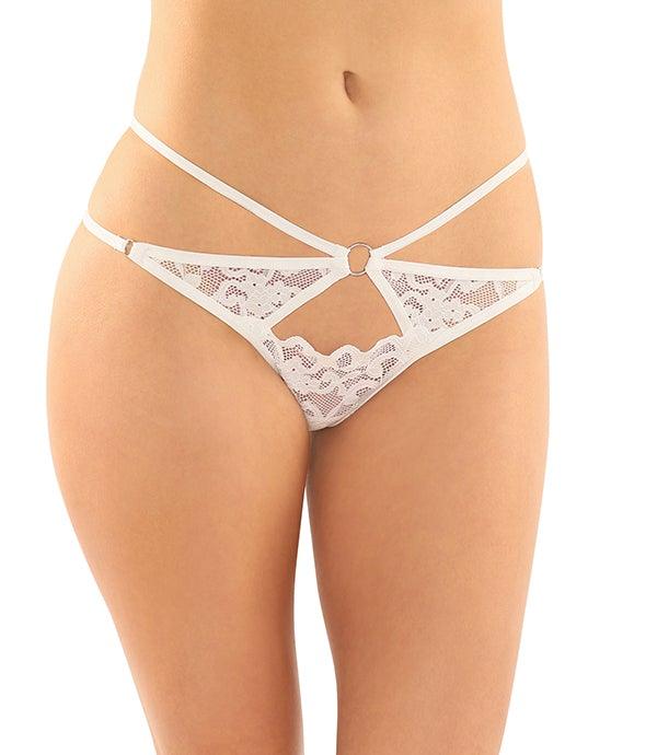 Fantasy Lingerie Jasmine Strappy Lace Thong With Front Keyhole Cut-out - Sexdoll.Sex