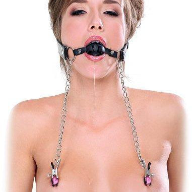 Fetish Fantasy Extreme Ball Gag & Nipple Clamps - Sexdoll.Sex